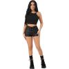 imageFloerns Womens Sexy High Waisted Faux Leather Shorts Drawstring Lace Up Festival Rave ShortsBlack Plain