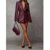 imageFloerns Womens Sexy High Waisted Faux Leather Shorts Drawstring Lace Up Festival Rave ShortsBurgundy