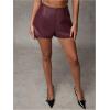 imageFloerns Womens Sexy High Waisted Faux Leather Shorts Drawstring Lace Up Festival Rave ShortsBurgundy