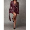 imageFloerns Womens Sexy High Waisted Faux Leather Shorts Drawstring Lace Up Festival Rave ShortsBurgundy