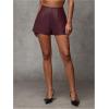 imageFloerns Womens Sexy High Waisted Faux Leather Shorts Drawstring Lace Up Festival Rave ShortsBurgundy