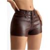 imageFloerns Womens Sexy High Waisted Faux Leather Shorts Drawstring Lace Up Festival Rave ShortsChocolate Brown
