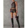 imageFloerns Womens Sexy High Waisted Faux Leather Shorts Drawstring Lace Up Festival Rave ShortsCoffee Brown
