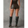 imageFloerns Womens Sexy High Waisted Faux Leather Shorts Drawstring Lace Up Festival Rave ShortsCoffee Brown