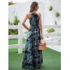 imageFloerns Womens Summer Tropical Floral Print Halter Neck Split Maxi DressA Dark Blue