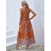 imageFloerns Womens Summer Tropical Floral Print Halter Neck Split Maxi DressOrange Floral