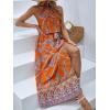 imageFloerns Womens Summer Tropical Floral Print Halter Neck Split Maxi DressOrange Floral