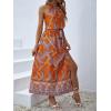 imageFloerns Womens Summer Tropical Floral Print Halter Neck Split Maxi DressOrange Floral