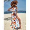 imageFloerns Womens Summer Tropical Floral Print Halter Neck Split Maxi DressWhite Brown Multi