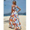 imageFloerns Womens Summer Tropical Floral Print Halter Neck Split Maxi DressWhite Brown Multi
