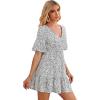 imageFloerns Womens Tropical Floral Plunging V Neck Tie Open Back Summer Short DressBlack and White
