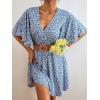 imageFloerns Womens Tropical Floral Plunging V Neck Tie Open Back Summer Short DressBlue