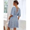 imageFloerns Womens Tropical Floral Plunging V Neck Tie Open Back Summer Short DressBlue