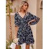 imageFloerns Womens Tropical Floral Plunging V Neck Tie Open Back Summer Short DressNavy Blue