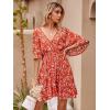 imageFloerns Womens Tropical Floral Plunging V Neck Tie Open Back Summer Short DressRed Floral