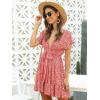 imageFloerns Womens Tropical Floral Plunging V Neck Tie Open Back Summer Short DressRedWhite