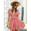 imageFloerns Womens Tropical Floral Plunging V Neck Tie Open Back Summer Short DressRedWhite