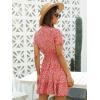 imageFloerns Womens Tropical Floral Plunging V Neck Tie Open Back Summer Short DressRedWhite