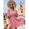 imageFloerns Womens Tropical Floral Plunging V Neck Tie Open Back Summer Short DressRouge Red