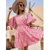 imageFloerns Womens Tropical Floral Plunging V Neck Tie Open Back Summer Short DressRouge Red