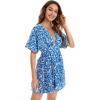 imageFloerns Womens Tropical Floral Plunging V Neck Tie Open Back Summer Short DressRoyal Blue