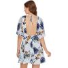 imageFloerns Womens Tropical Floral Plunging V Neck Tie Open Back Summer Short DressWhite Multi