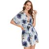 imageFloerns Womens Tropical Floral Plunging V Neck Tie Open Back Summer Short DressWhite Multi