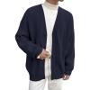 imageFloerns Mens Casual Long Sleeve Button Front V Neck Rib Knit Cardigan SweaterDark Blue