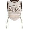 imageFloerns Womens Graphic Print Sleeveless Drawstring Ruched Crop Tank TopBeige Dog