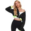 imageFloerns Womens Long Sleeve Lightweight Crop Bomber JacketBlack With Green