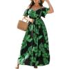 imageFloerns Womens Plus Size Cold Shoulder Short Sleeve Split Thigh Long DressBlack and Green