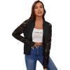 imageFloerns Womens Plus Size Sheer Floral Lace Long Sleeve Baseball JacketBlack Ink