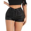 imageFloerns Womens Sexy High Waisted Faux Leather Shorts Drawstring Lace Up Festival Rave ShortsBlack Plain
