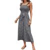 imageFloerns  Womens palazzo jumpsuit with palm leaf print and buttonsBlack Ditsy Floral