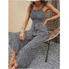imageFloerns  Womens palazzo jumpsuit with palm leaf print and buttonsBlack Ditsy Floral