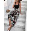imageFloerns  Womens palazzo jumpsuit with palm leaf print and buttonsBlack Flower