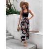 imageFloerns  Womens palazzo jumpsuit with palm leaf print and buttonsBlack Flower