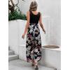 imageFloerns  Womens palazzo jumpsuit with palm leaf print and buttonsBlack Flower