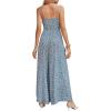 imageFloerns  Womens palazzo jumpsuit with palm leaf print and buttonsBlue White Multi