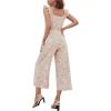 imageFloerns  Womens palazzo jumpsuit with palm leaf print and buttonsBrown Multi
