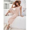 imageFloerns  Womens palazzo jumpsuit with palm leaf print and buttonsBrown Multi