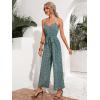 imageFloerns  Womens palazzo jumpsuit with palm leaf print and buttonsDark Green