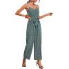 imageFloerns  Womens palazzo jumpsuit with palm leaf print and buttonsDark Green