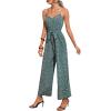 imageFloerns  Womens palazzo jumpsuit with palm leaf print and buttonsDark Green