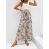 imageFloerns  Womens palazzo jumpsuit with palm leaf print and buttonsGrey Tropical