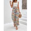 imageFloerns  Womens palazzo jumpsuit with palm leaf print and buttonsGrey Tropical