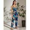 imageFloerns  Womens palazzo jumpsuit with palm leaf print and buttonsNavy Blue