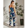 imageFloerns  Womens palazzo jumpsuit with palm leaf print and buttonsNavy Blue