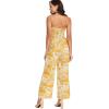 imageFloerns  Womens palazzo jumpsuit with palm leaf print and buttonsYellow