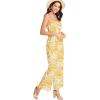 imageFloerns  Womens palazzo jumpsuit with palm leaf print and buttonsYellow